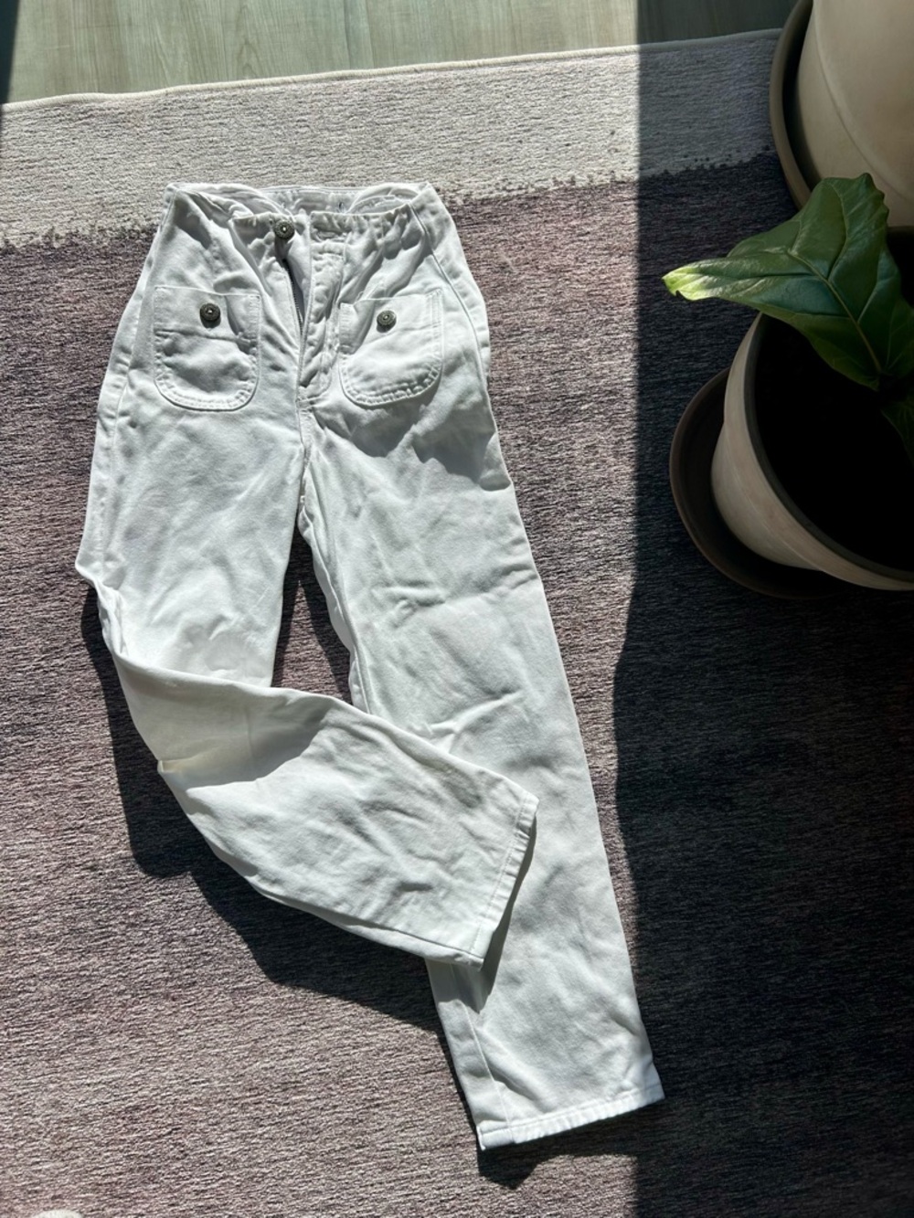 Zara White High-Rise Jeans with Front Patch Pockets